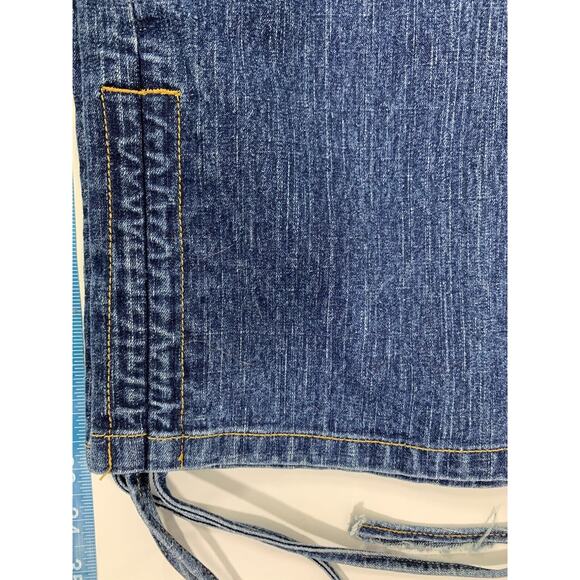 Old Skool Jeans Womens Plus Sz 22 Drawstring Side Bottom Blue‎ Denim Zip Pockets - Picture 12 of 14